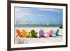 Pensacola Beach, Florida - Colorful Beach Chairs-Lantern Press-Framed Premium Giclee Print