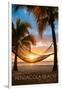 Pensacola Beach, Florida - Hammock and Sunset-Lantern Press-Framed Art Print