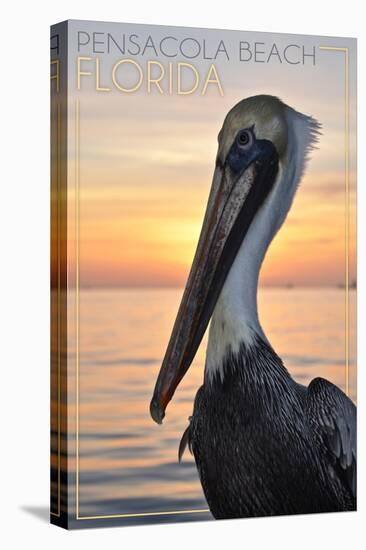 Pensacola Beach, Florida - Pelican-Lantern Press-Stretched Canvas