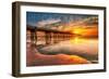 Pensacola Beach, Florida - Pier and Sunset-Lantern Press-Framed Art Print