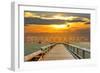 Pensacola Beach, Florida - Pier at Sunset-Lantern Press-Framed Art Print