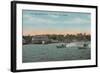 Pensacola, FL - Bay View of Beach with Speed Boats-Lantern Press-Framed Art Print