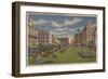 Pensacola, FL - South View of Palafox St. & Flowers-Lantern Press-Framed Art Print