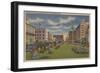 Pensacola, FL - South View of Palafox St. & Flowers-Lantern Press-Framed Art Print