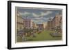 Pensacola, FL - South View of Palafox St. & Flowers-Lantern Press-Framed Art Print