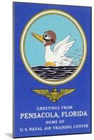 Pensacola, Florida - Aviating Duck Lands in Water, Home of US Naval Air Training Center-Lantern Press-Mounted Art Print