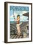 Pensacola, Florida - Fishing Pinup Girl-Lantern Press-Framed Art Print