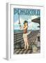Pensacola, Florida - Fishing Pinup Girl-Lantern Press-Framed Art Print