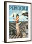 Pensacola, Florida - Fishing Pinup Girl-Lantern Press-Framed Art Print