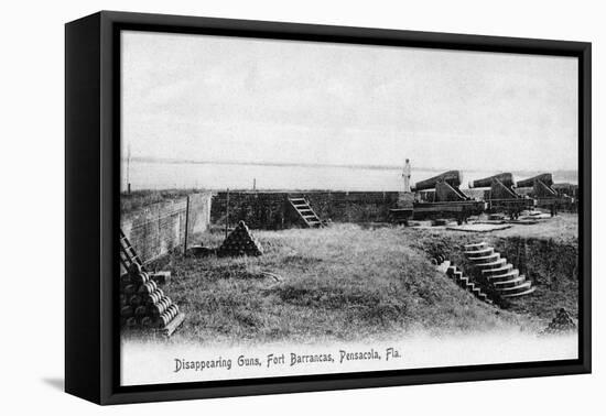 Pensacola, Florida - Fort Barrancas Cannons-Lantern Press-Framed Stretched Canvas