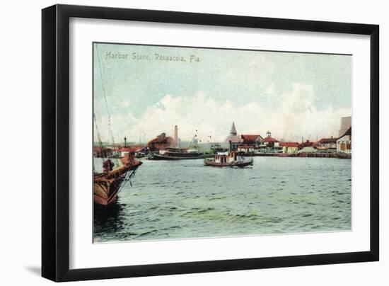 Pensacola, Florida - Harbor Scene-Lantern Press-Framed Art Print