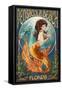 Pensacola, Florida - Mermaid-Lantern Press-Framed Stretched Canvas