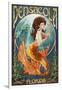 Pensacola, Florida - Mermaid-Lantern Press-Framed Art Print