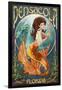 Pensacola, Florida - Mermaid-Lantern Press-Framed Art Print