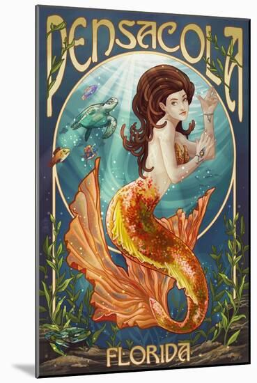 Pensacola, Florida - Mermaid-Lantern Press-Mounted Art Print