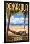 Pensacola, Florida - Palms and Hammock-Lantern Press-Framed Art Print