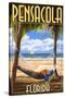 Pensacola, Florida - Palms and Hammock-Lantern Press-Stretched Canvas