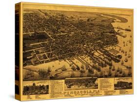 Pensacola, Florida - Panoramic Map-Lantern Press-Stretched Canvas