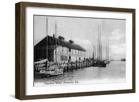 Pensacola, Florida - Saunders Wharf Scene-Lantern Press-Framed Art Print