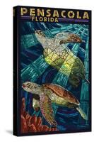 Pensacola, Florida - Sea Turtle Paper Mosaic-Lantern Press-Stretched Canvas