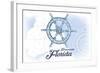 Pensacola, Florida - Ship Wheel - Blue - Coastal Icon-Lantern Press-Framed Art Print