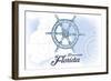 Pensacola, Florida - Ship Wheel - Blue - Coastal Icon-Lantern Press-Framed Art Print