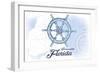 Pensacola, Florida - Ship Wheel - Blue - Coastal Icon-Lantern Press-Framed Art Print