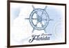 Pensacola, Florida - Ship Wheel - Blue - Coastal Icon-Lantern Press-Framed Art Print