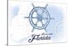 Pensacola, Florida - Ship Wheel - Blue - Coastal Icon-Lantern Press-Stretched Canvas