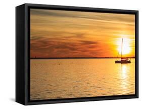 Pensacola Florida Sunset with Sailboat in Background-Steven D Sepulveda-Framed Stretched Canvas