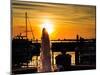 Pensacola Florida Sunset with Water Fountain and Sailboats on Background-Steven D Sepulveda-Mounted Photographic Print