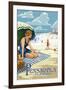 Pensacola, Florida - Woman on the Beach-Lantern Press-Framed Art Print