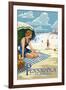 Pensacola, Florida - Woman on the Beach-Lantern Press-Framed Art Print