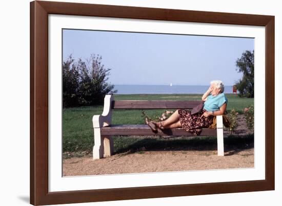 Pensioner Relaxing on a Bench-Victor De Schwanberg-Framed Photographic Print