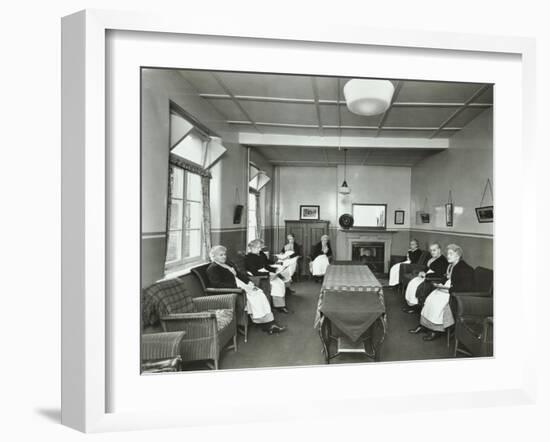 Pensioners in the Womens Day Room at the Lambeth Home for Aged Poor, London, 1935-null-Framed Premium Photographic Print