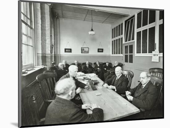 Pensioners Playing Cards in the Mens Day Room, Lambeth Home for Aged Poor, London, 1935-null-Mounted Photographic Print