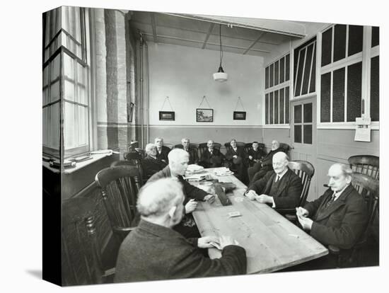 Pensioners Playing Cards in the Mens Day Room, Lambeth Home for Aged Poor, London, 1935-null-Stretched Canvas