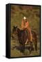 Pensive Cowboy on His Horse-DLILLC-Framed Stretched Canvas