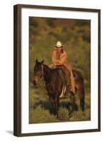 Pensive Cowboy on His Horse-DLILLC-Framed Photographic Print