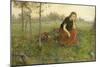 Pensive Girl in Meadow-John Macallan Swan-Mounted Art Print