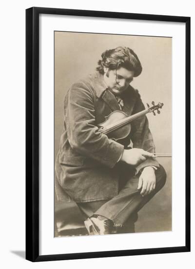 Pensive Man with Violin-null-Framed Art Print