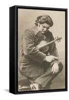 Pensive Man with Violin-null-Framed Stretched Canvas
