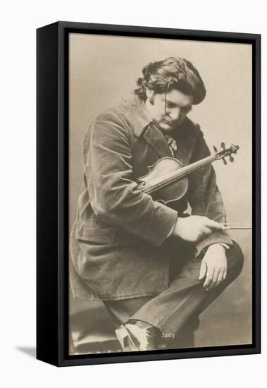 Pensive Man with Violin-null-Framed Stretched Canvas