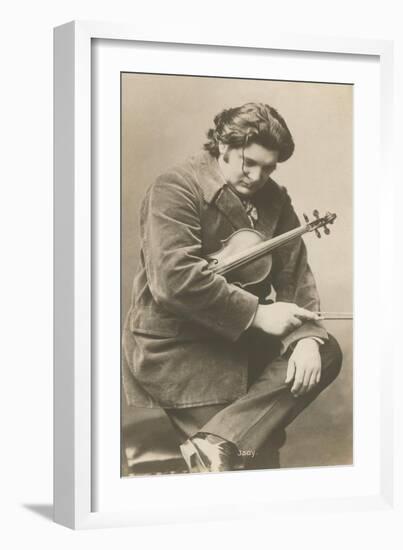 Pensive Man with Violin-null-Framed Art Print