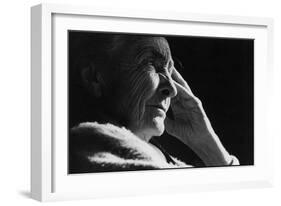 Pensive Portrait of Artist Georgia O'Keeffe-John Loengard-Framed Photographic Print