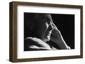 Pensive Portrait of Artist Georgia O'Keeffe-John Loengard-Framed Photographic Print