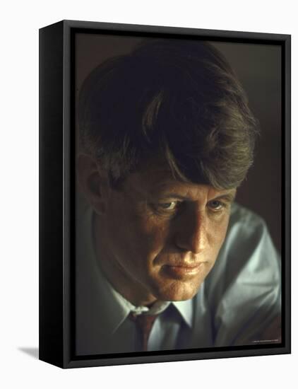 Pensive Portrait of Presidential Contender Bobby Kennedy During Campaign-Bill Eppridge-Framed Stretched Canvas