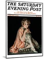 "Pensive Woman," Saturday Evening Post Cover, February 9, 1924-Pearl L. Hill-Mounted Giclee Print