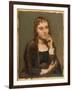 Pensive Young Brunette, C.1845-50 (Oil on Canvas)-Jean Baptiste Camille Corot-Framed Premium Giclee Print