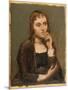 Pensive Young Brunette, C.1845-50 (Oil on Canvas)-Jean Baptiste Camille Corot-Mounted Premium Giclee Print